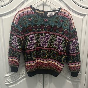 Colorful Floral Knit Sweater- Signature by Northern Isle - PSmall